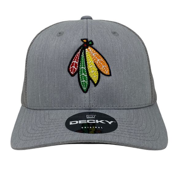 Indian Feather Bundle Trucker Hat in Heather Grey - Picture 3 of 7